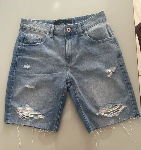 bermuda jeans Youcom, com lavagem clara- T- 40 