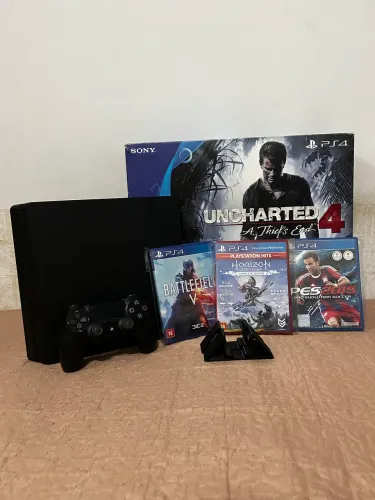 Ps4 slim 1T edição limitada Uncharted 4 + 3 Jogos e 1 controle original