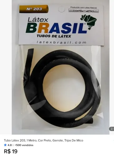 Tubo latex preto, para compressor , estilingue e afins
