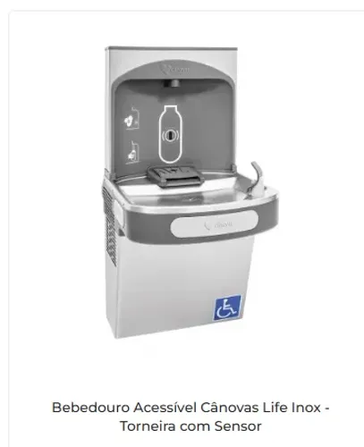 Bebedouro Acessível Cânovas Life Inox - Torneira com Sensor