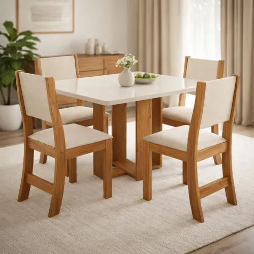 Mesa Jantar 4 Cadeiras Mel Bronze tt76
