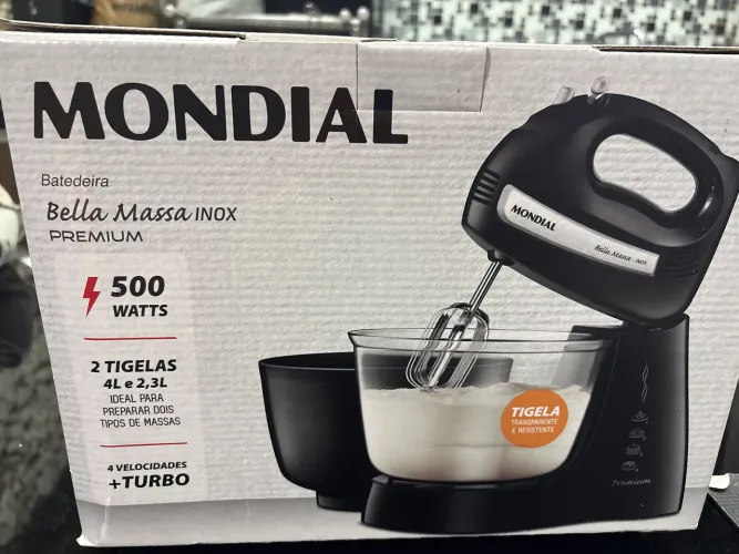 Batedeira Mondial Bella Massa Inox Premium 500W - Nova na Caixa