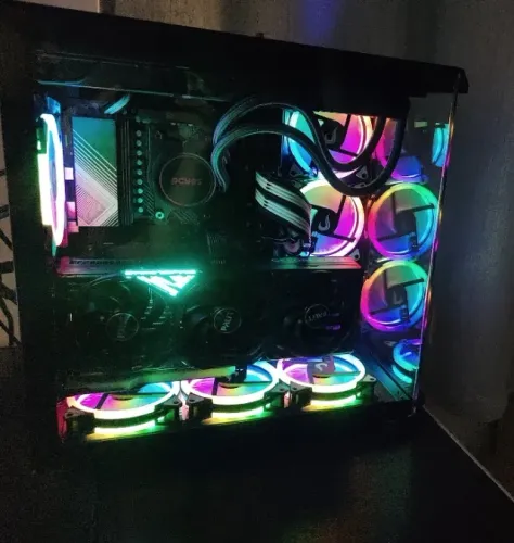 Gabinete gamer rise mode glass + suporte vertical para placa de vídeo