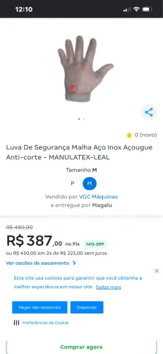 Luva De Segurança Malha Aço Inox Açougue Anti-corte - MANULATEX-LEAL