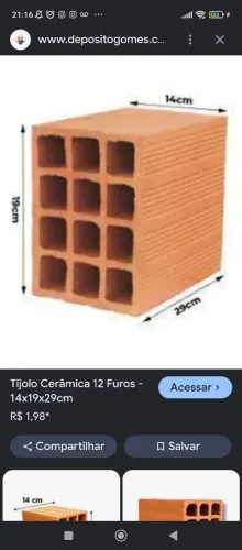 Tijolo de 12 furos . 1,60 cada .retirar no taquaril .tem 400 tijolos.