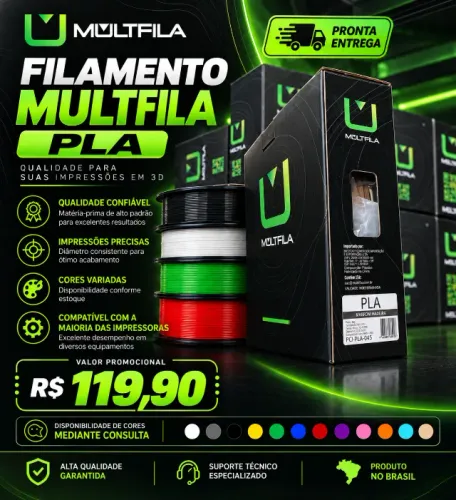 Filamento PLA Multifila 1kg 1,75mm - Várias Cores