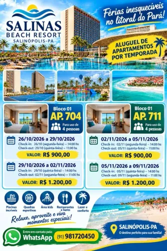 Apartamento para Temporada no Salinas Beach Resort | Salinópolis-PA , 4 pessoas