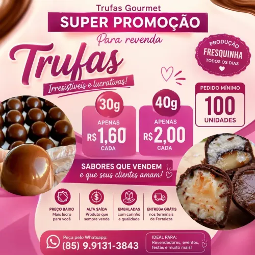 Trufas Gourmet 30g $1,60 cada pedido mínimo 100 unidades $2,00 trufas 40g  