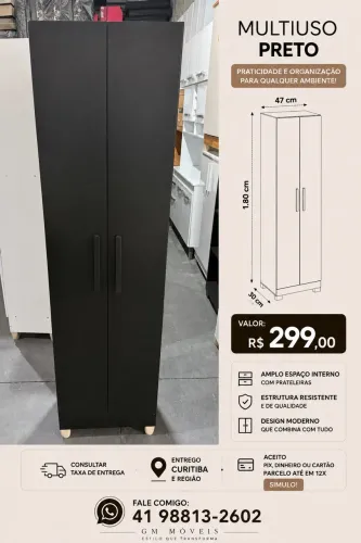 Armario multiuso preto - entrego hoje