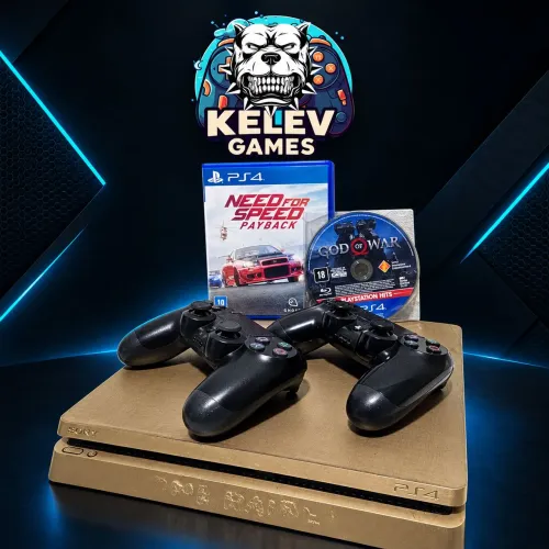 PS4 Slim Gold 1TB de Memória + 2 Controles + 2 Jogos
