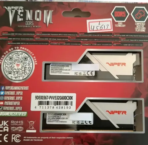 Memória ram Patriot Viper, 32GB (2x16) 6000MT/s CL30