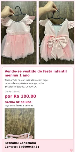 Vestido de festa menina 1 ano