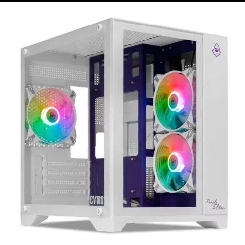 Gabinete Gamer Mancer CV100 Purple Edition, Mid-Tower, Com 3 Fans, Branco, MCR-CV100-PEW