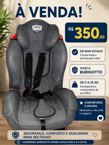Cadeirinha para carro Burigotto 25 KG