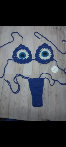 Biquini croche luxo olho grego forrado