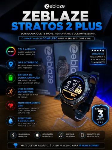 Zeblaze Stratos 2 Plus(Gps integrado e tela amoled)