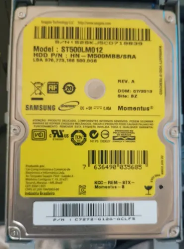 HD Samsung 500GB 2,5 Polegadas, ideal para Notebook, PC Com Windows10 ou formatado testado