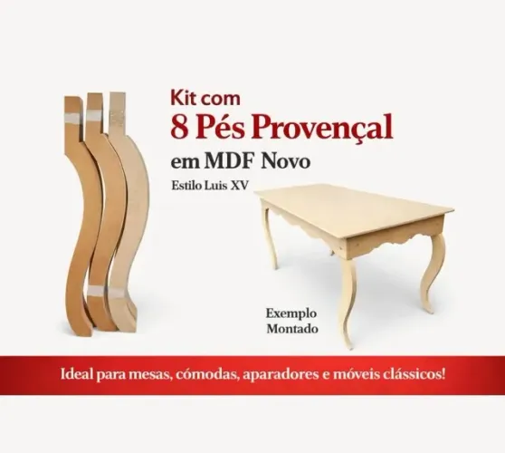 lote 8 pés de móveis provençal Luiz XV em MDF  Novo - Sem uso  