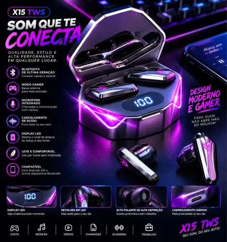 Fones headset gamers Bluetooth