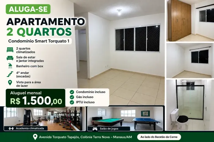Apartamento para Alugar  2 Quartos Climatizados - Smart Torquato R$ 1.500