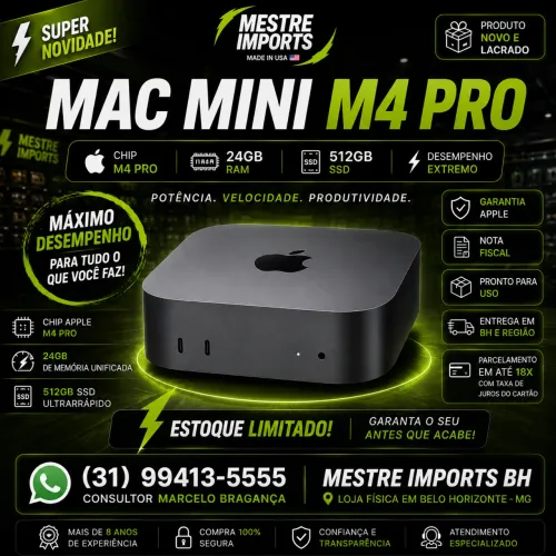 Mac Mini M4 Pro 24GB 512GB SSD Novo Lacrado Apple