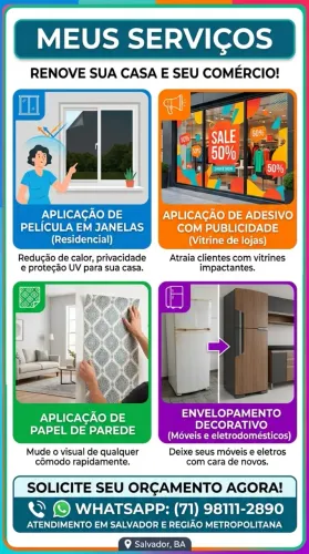 Aplicação de Película Insulfilm Residencial, Papel de Parede, Envelopamento e Adesivos