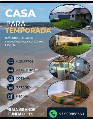 Casa de temporada em Praia Grande - Fundão CONTATO WHATSAPP