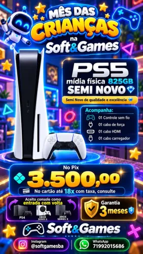 Ps5 Fat mídia física 825gb aceito cartão com garantia loja física