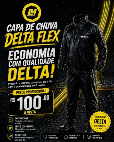 Conjunto Capa de Chuva Delta Flex 100% Impermeável - Mega Promoção
