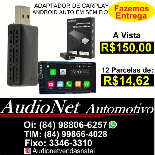 Adaptador de Carplay Android Auto para Sem Fio para Multimidia com Carplay com Fio