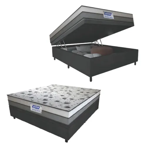 Cama Box Baú Casal SUEDDE Casal Gazin/Prince Espuma D33 Cinza 138x188cm