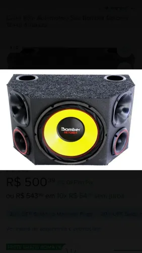 Caixa de som automotivo sub bomber detoner 12