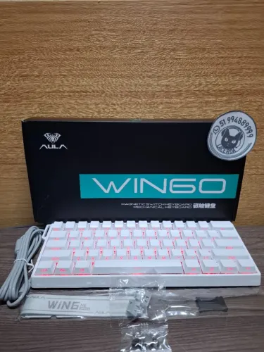 Teclado Magnético Aula Win60 HE, 60%, Hall Effect, ARGB, Switch Gray Wood [NOVO]