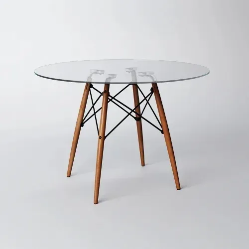 Mesa redonda com tampo de vidro Eames Eiffel 
