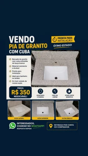 Pia de granito com cuba
