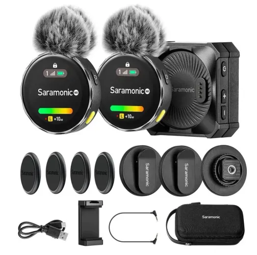 Microfone Sem Fio Duplo Inteligente Saramonic Blinkme B2 Para Smartphones E Câmeras