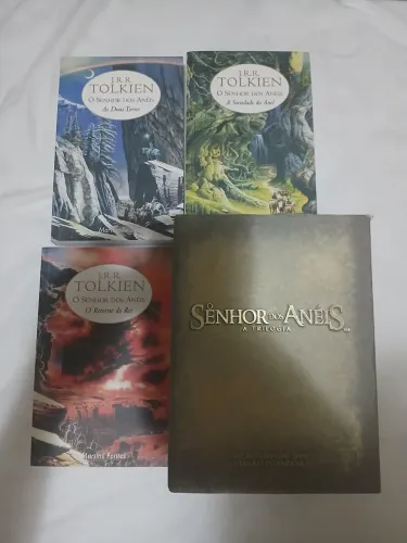 Box dvd senhor dos aneis versao estendida + livros sociedade do anel duas torres tolkien