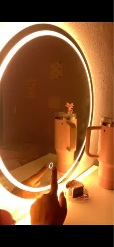 Espelho redondo jateado com 3 cores no led