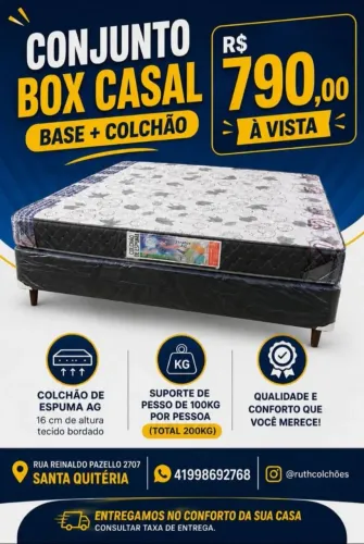 Conjunto Box de Casal de Espuma AG, Suporta até 200 KG