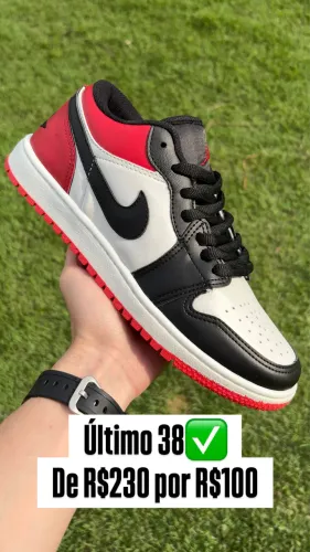 Tênis Air Jordan Preto Branco Vermelho Novo