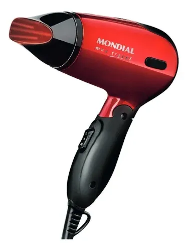 Secador de cabelo Mini Mondial SC-10 vermelho bivolt, ideal para viagens e uso prático.