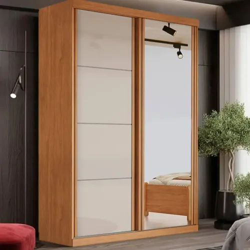 Guarda Roupa Buzios Bianchi Solteiro com Espelho 2 Portas 2 Gavetas / pronta entrega 