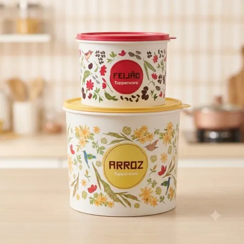 Kit tupperware arroz 5kg e feijão 2kg Floral original novo