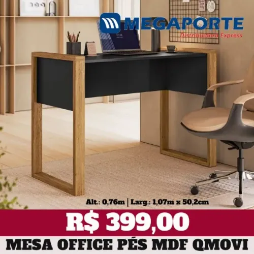 Mesa de Escritório Office Qmovi Pés em MDF (Novo) Entrega Grátis! 
