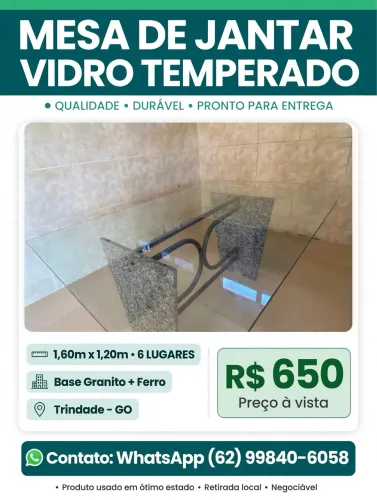 Mesa de jantar de vidro temperado