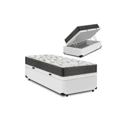 Base Box Baú Solteiro Branca com Colchão Solteiro D33 Ortobom - Entrega Rápida!
