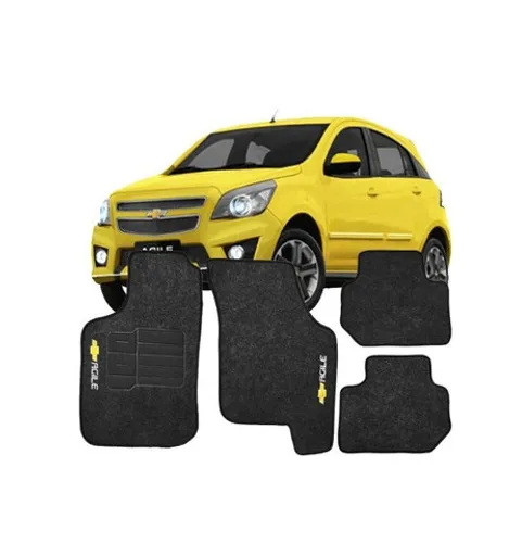 Jogo 4 pcs Tapete Chevrolet agile Preto com Logo bordado
