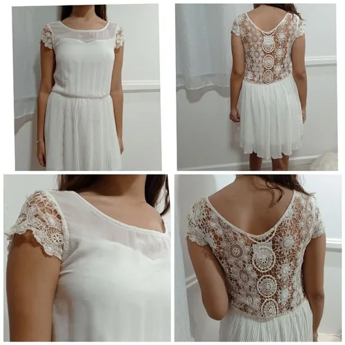 Vestido Plissado Tam M, veste até 14 anos