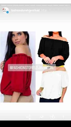 Blusa ombro a ombro vermelha, branco e preto. Veste m ao gg ampla