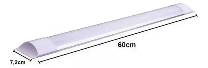 Luminária Tubular 60cm Led 20w Sobrepor Slim